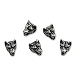 John Bead Antique Stainless Steel Beads - Wolf Head 2, 11 x 14 mm, Pkg of 5, from above