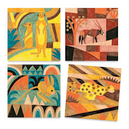 Djeco Inspired By Desert Watercolor Wax Crayons Kit (Art boards)