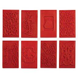 Life of the Party Embossing Soap Stamps - Rectangle, Pkg of 8, spread outside of the packaging