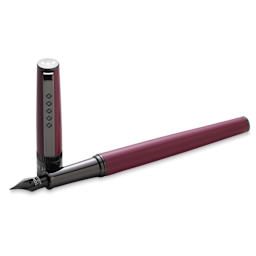 Tom Hessin Rebel Collection Fountain Pen - Jewellers Rouge, pen and cap