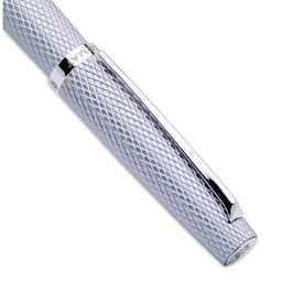 Diplomat Viper Rollerball Pen - Silver Guilloche, close up of cap