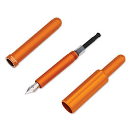 Monteverde Axis Fountain Pen - Matte Orange, Fine Nib, separated (image may show a different size nib)