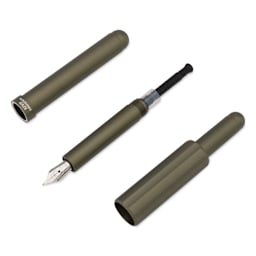 Monteverde Axis Fountain Pen - Matte Olive, Medium Nib, separated (image may show a different size nib)