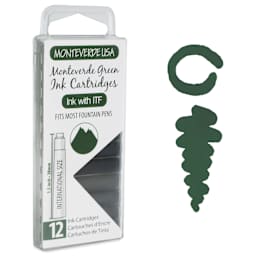 Monteverde Core Universal Ink Cartridge - Monteverde Green, Pkg of 12