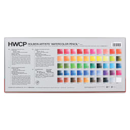 Holbein Artists' Watercolor Pencils - Set of 50, back of packaging