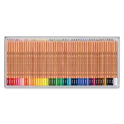 Holbein Artists' Watercolor Pencils - Set of 50, open, showing contents
