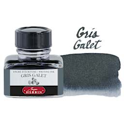 Herbin La Perle des Encres The Jewel of Inks Fountain Pen Ink - Gris Galet (Pebble Grey), 30 ml bottle with swatch