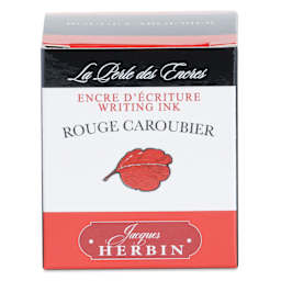 Herbin La Perle des Encres The Jewel of Inks Fountain Pen Ink - Rouge Caroubier (Carob Red), 30 ml, front of packaging
