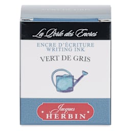 Herbin La Perle des Encres The Jewel of Inks Fountain Pen Ink - Vert de Gris (Verdigris), 30 ml, front of packaging