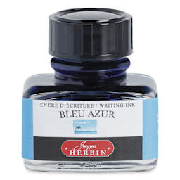 Herbin La Perle des Encres The Jewel of Inks Fountain Pen Ink - Bleu Azur (Azure Blue), 30 ml