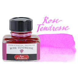 Herbin La Perle des Encres The Jewel of Inks Fountain Pen Ink - Rose Tendresse (Tender Rose), 30 ml bottle with swatch