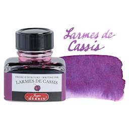 Herbin La Perle des Encres The Jewel of Inks Fountain Pen Ink - Larmes de Cassis (Blackcurrant Tears), 30 ml bottle with swatch
