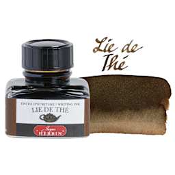 Herbin La Perle des Encres The Jewel of Inks Fountain Pen Ink - Lie de Thé (Tea Dregs), 30 ml bottle with swatch
