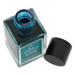 Herbin 1670 Anniversary Collection Fountain Pen Ink - Emeraude de Chivor, 15 ml bottle with cap off