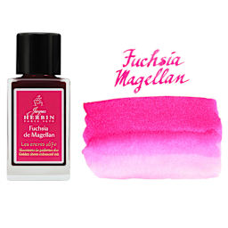 Herbin 1670 Anniversary Collection Fountain Pen Ink - Fuchsia de Magellan, 15 ml bottle with swatch