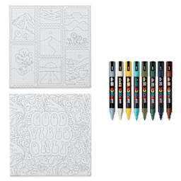 Posca Paint By Number Kit - Boho Vibes contents