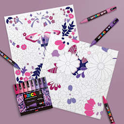 Posca Paint By Number Kit - Lilac Dreams, in progress