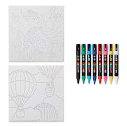 Posca Paint By Number Kit - Sea & Sky contents