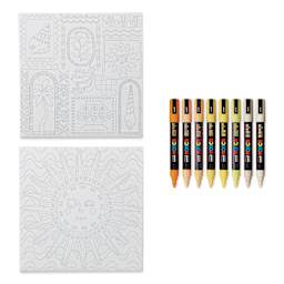 Posca Paint By Number Kit - Sunshine Mosaic contents