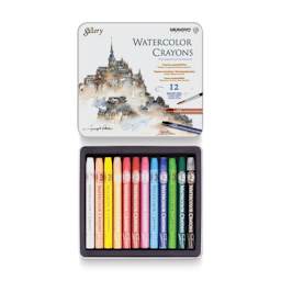 Mungyo Watercolor Crayon Set - Set of 12, Tin, Assorted Colors