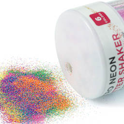Glitter Shaker - Retro Neon, 0.5 oz, glitter poured out of shaker