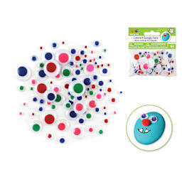 Krafty Kids Googly Eyes - Pkg of 92, Assorted Colors, 5-20mm, pasted onto craft face