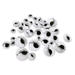 Krafty Kids Googly Eyes - Pkg of 38, Black, 8-20mm, Lashes, out of packaging
