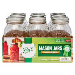 Ball Mason Jars and Lids - 32 oz, Regular Mouth, Pkg of 12