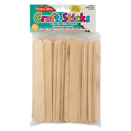 Creative Arts by Charles Leonard Craft Sticks - Pkg of 75, Jumbo, Neutral, 6" x 3/4" front of packaging