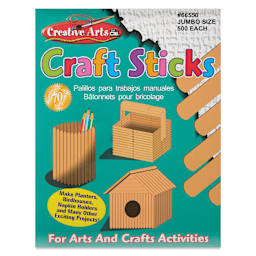 Creative Arts by Charles Leonard Craft Sticks - Pkg of 500, Jumbo, Neutral, 6" x 3/4" front of packaging