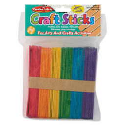 Creative Arts by Charles Leonard Craft Sticks - Pkg of 150, Regular, Colored, 4-2/5" x 3/8" front of packaging