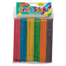 Creative Arts by Charles Leonard Craft Sticks - Pkg of 75, Jumbo, Colored, 6" x 3/4" front of packaging
