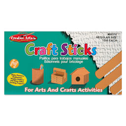Creative Arts by Charles Leonard Craft Sticks - Pkg of 1000, Regular, Neutral, 4-1/2" x 3/8" front of packaging