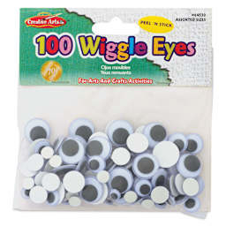 Creative Arts by Charles Leonard Peel 'N Stick Wiggle Eyes - Pkg of 100, Assorted Sizes, Black front of packaging