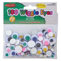 Creative Arts by Charles Leonard Peel 'N Stick Wiggle Eyes - Pkg of 100, Assorted Sizes, Assorted Colors front of packaging