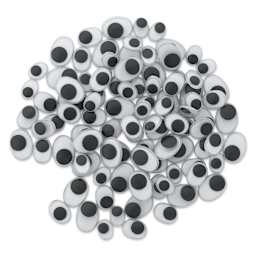 Creative Arts by Charles Leonard Wiggle Eyes - Pkg of 100, Black, Oval, Assorted Sizes