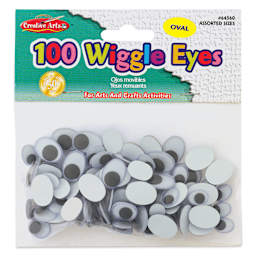 Creative Arts by Charles Leonard Wiggle Eyes - Pkg of 100, Black, Oval, Assorted Sizes front of packaging