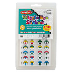 Creative Arts by Charles Leonard Wiggle Eye Stickers - Pkg of 1000, Assorted Colors, 1/2" front of packaging