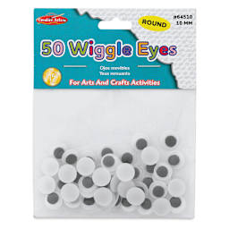 Creative Arts by Charles Leonard Painted Wiggle Eyes - Pkg of 50, Black, Round, 10 mm front of packaging