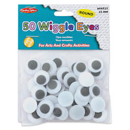 Creative Arts by Charles Leonard Wiggle Eyes - Pkg of 50, Black, Round, 15 mm front of packaging