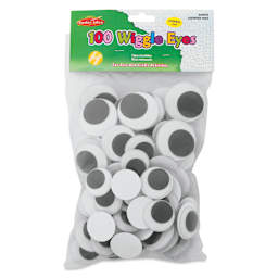Creative Arts by Charles Leonard Wiggle Eyes - Pkg of 100, Black, Jumbo Round, Assorted Sizes front of packaging