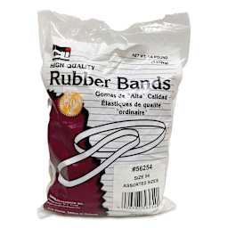 Charles Leonard High Quality Rubber Bands - Size 54, Assorted Widths, 1/4 lb Bag front of packaging