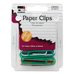 Charles Leonard Paper Clips - Pkg of 40, Jumbo, Assorted Colors front of packaging