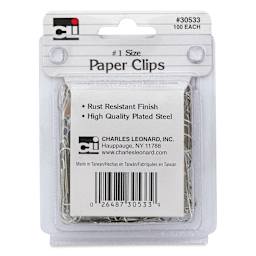 Charles Leonard Paper Clips - Pkg of 100, Standard, Silver back of packaging