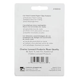 Charles Leonard Paper Clips - Pkg of 100, Standard, Assorted Colors back of packaging