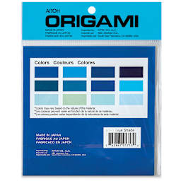 Aitoh Shades of Origami Paper - Blue, 5-7/8" x 5-7/8", 48 Sheets (Back of packaging)