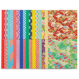 Aitoh Washi Chiyogami Paper - Geo Kimono, 5-7/8" x 5-7/8" (Assorted sheets)