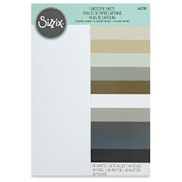 Sizzix Surfacez Cardstock - Neutral Colors, Package of 60 Sheets, 8-1/4"W x 11-3/4"L, 216 gsm (Front of packaging)