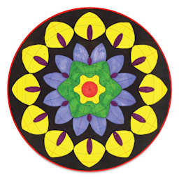 Roylco Make-A-Mandala Paper - 11" x 11", Pkg of 36 (finished example that looks like a flower)