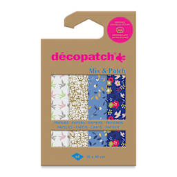 Decopatch Mix & Patch Paper Assortment - Set of 4, Shades of Blue, 30 cm x 40 cm front of packaging